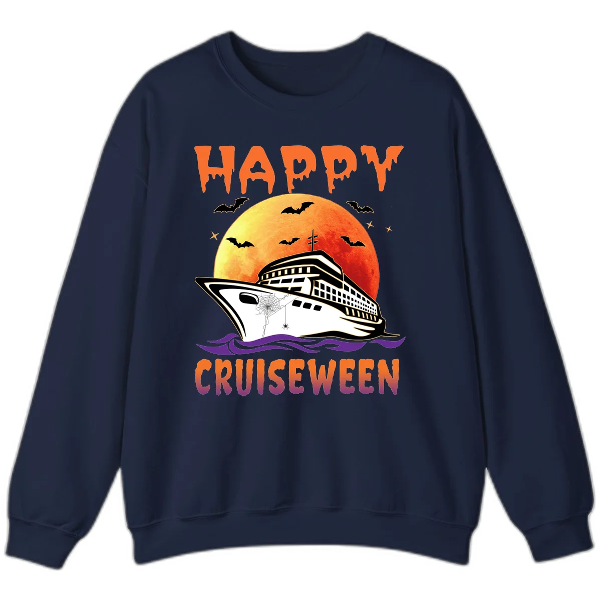 Happy Cruiseween Spooky Cruise Sweatshirt in Navy