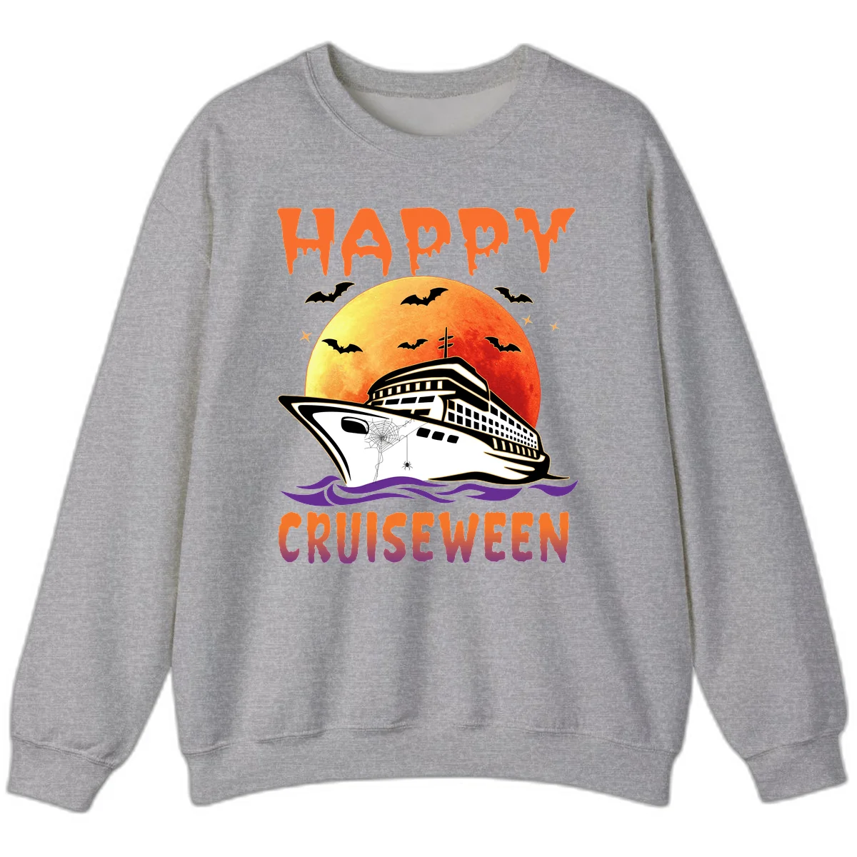 Happy Cruiseween Spooky Cruise Sweatshirt in Sport Grey