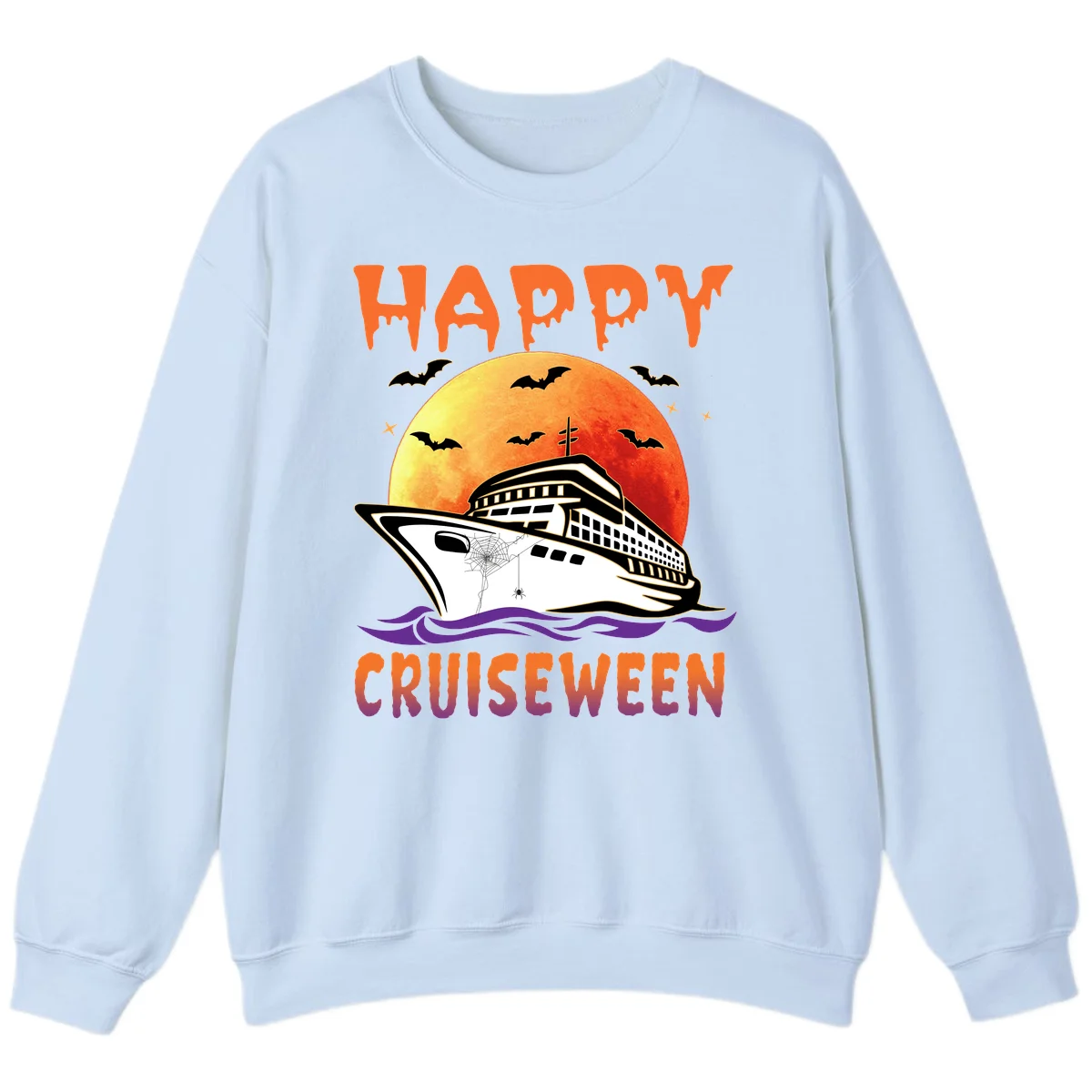 Happy Cruiseween Spooky Cruise Sweatshirt in Light Blue