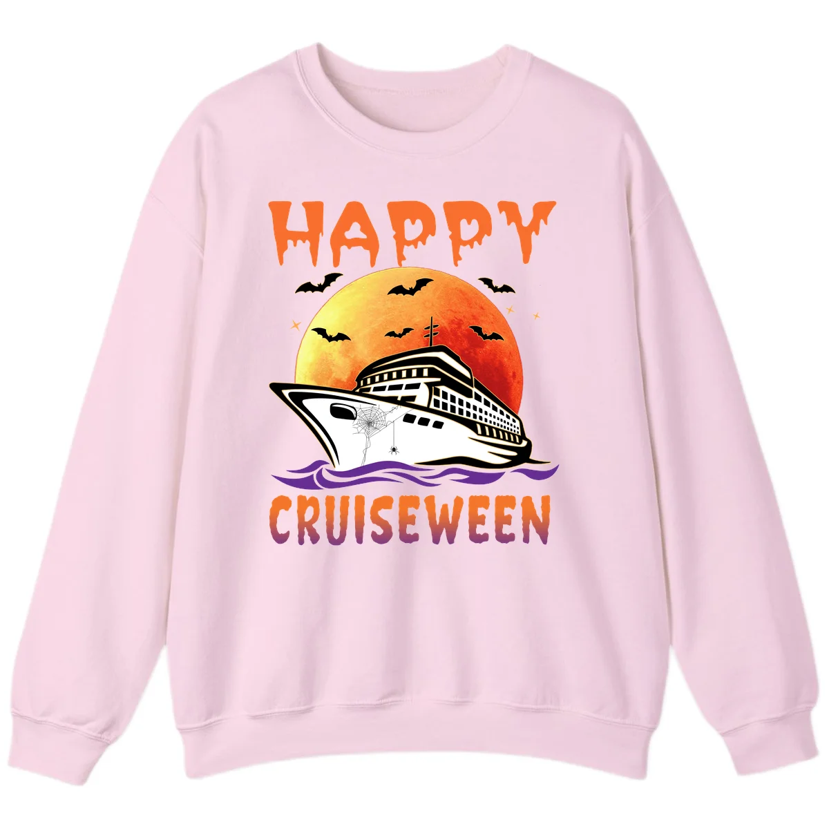 Happy Cruiseween Spooky Cruise Sweatshirt in Light Pink