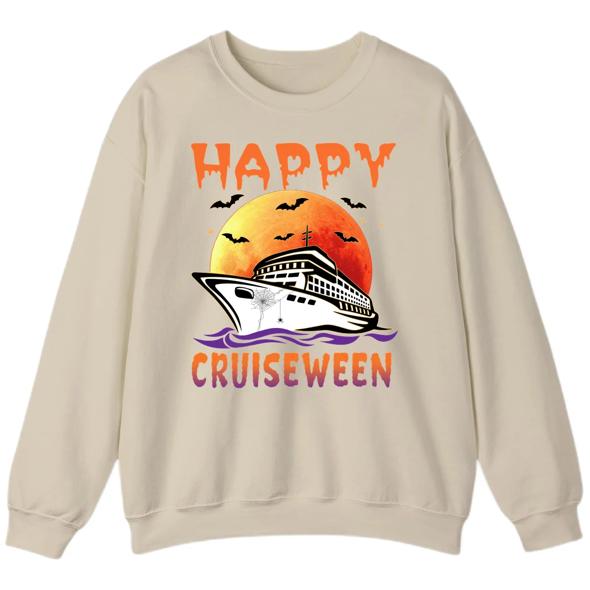 Happy Cruiseween Spooky Cruise Sweatshirt in Sand