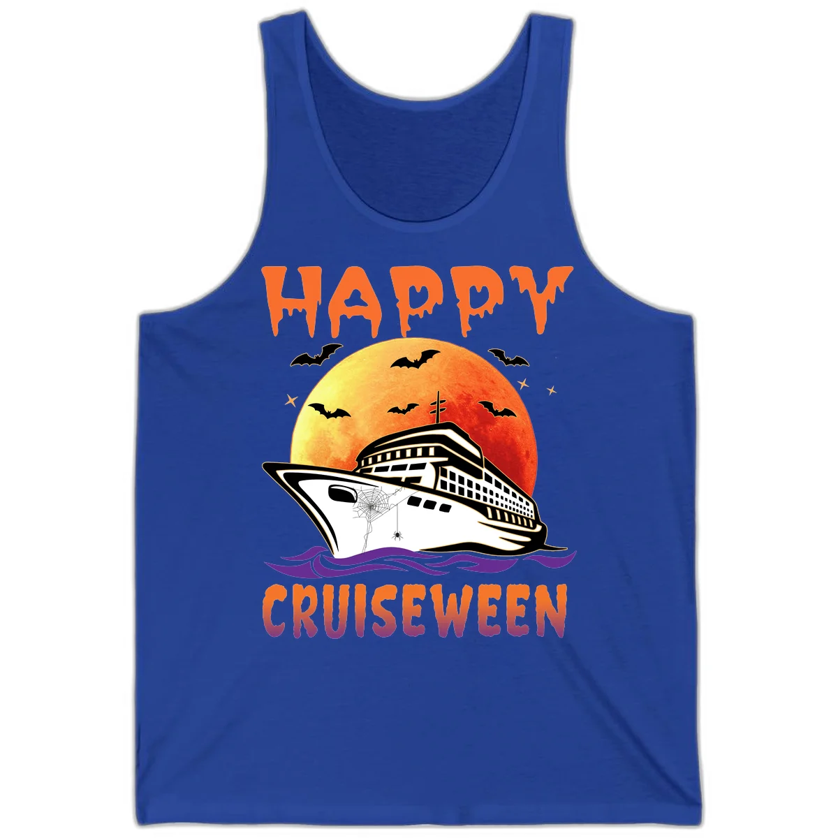 Happy Cruiseween Spooky Cruise Tank Top in True Royal