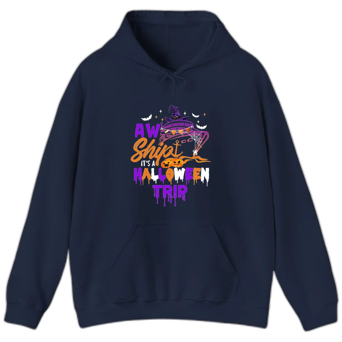 Aw Shiver Me Halloween Trip Hoodie in Navy