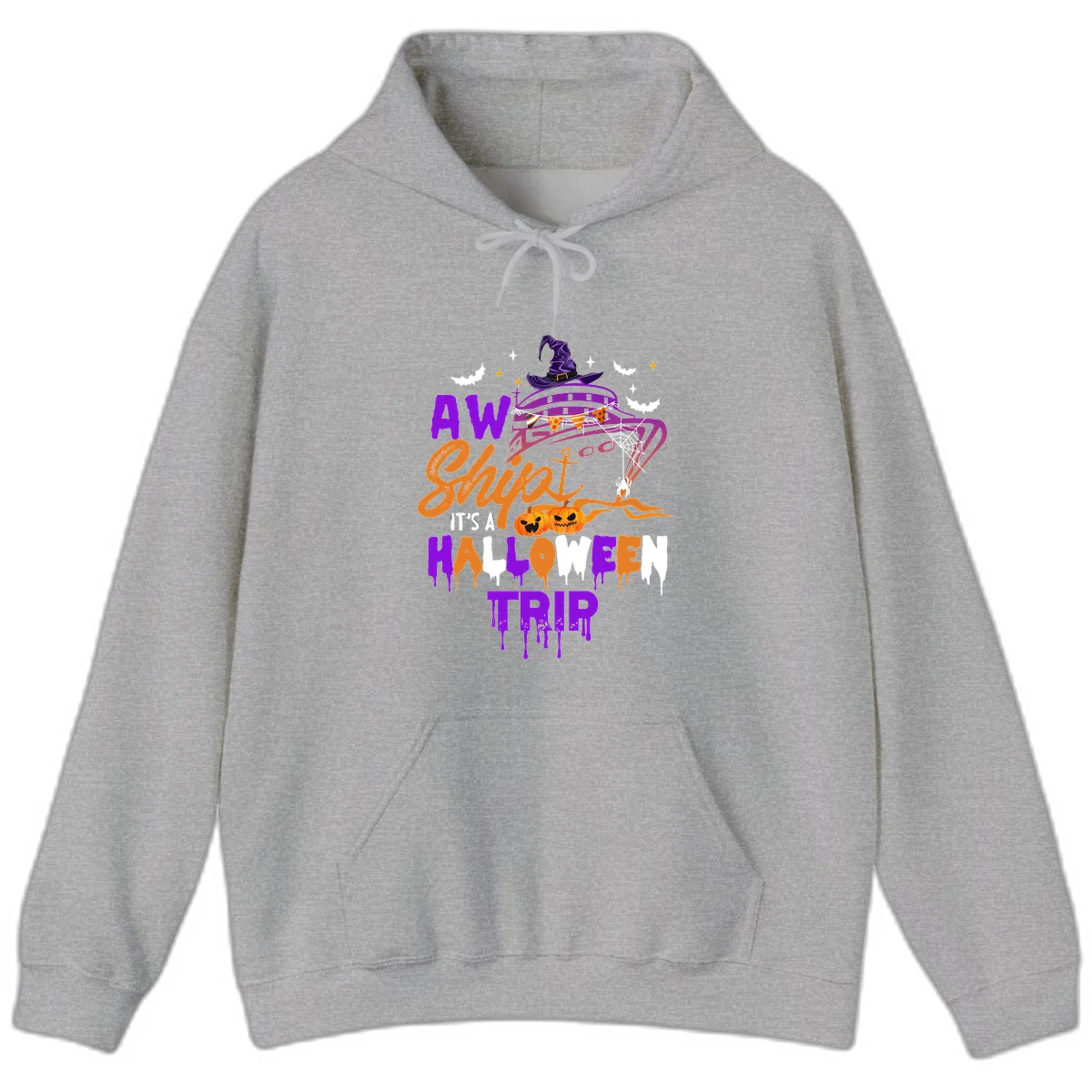 Aw Shiver Me Halloween Trip Hoodie in Sport Grey