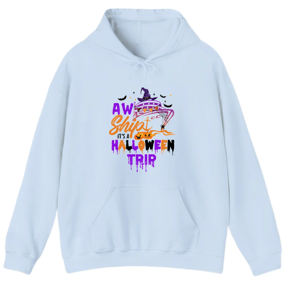 Aw Shiver Me Halloween Trip Hoodie in Light Blue