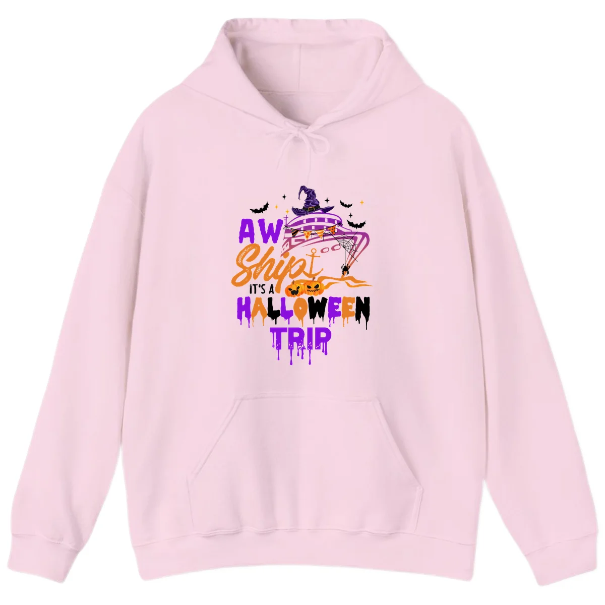 Aw Shiver Me Halloween Trip Hoodie in Light Pink