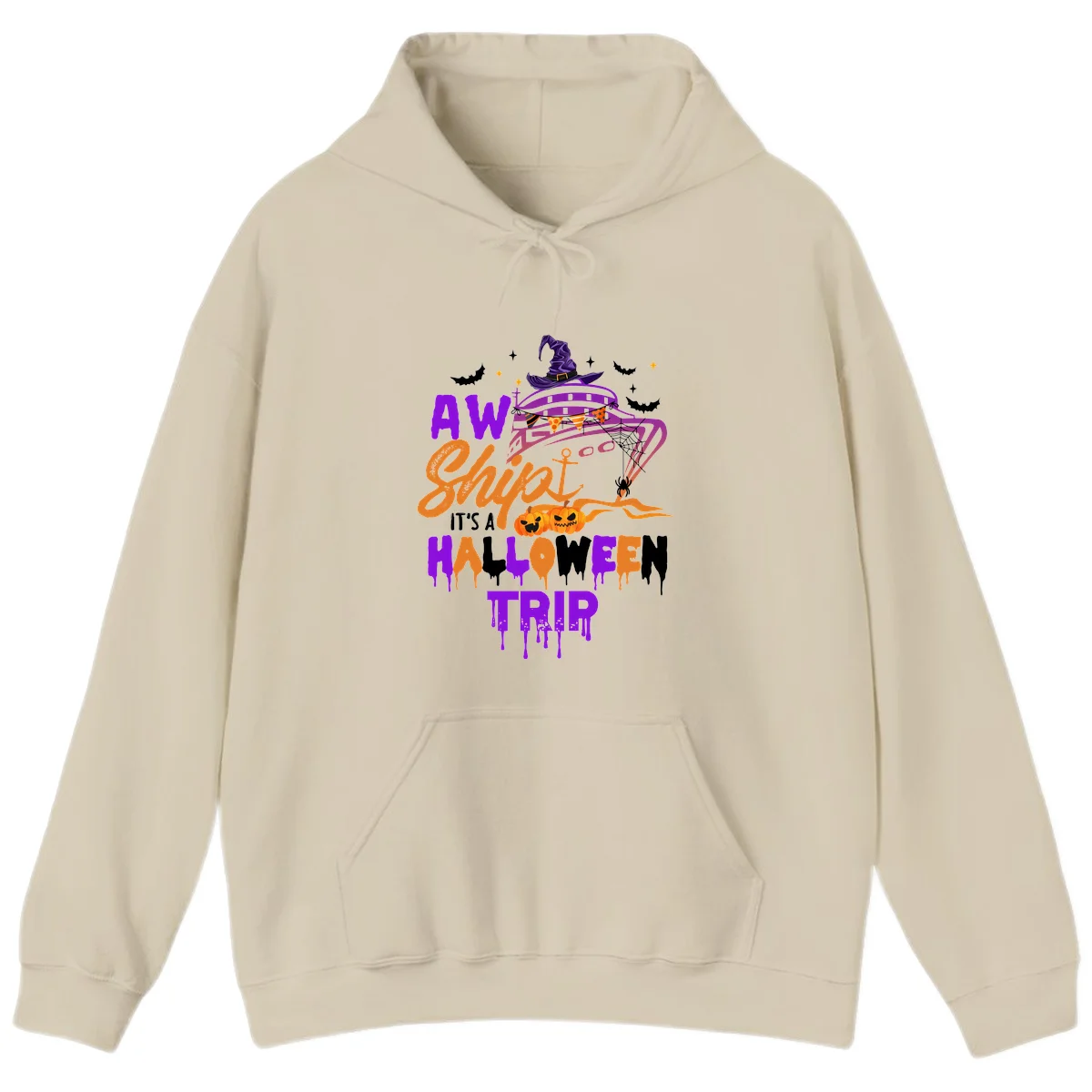 Aw Shiver Me Halloween Trip Hoodie in Sand