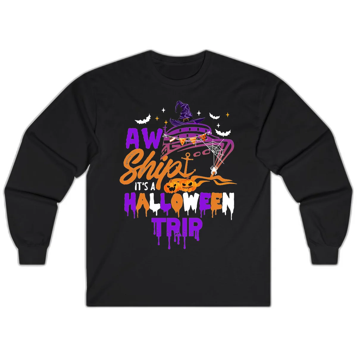 Aw Shiver Me Halloween Trip Long Sleeve in Black