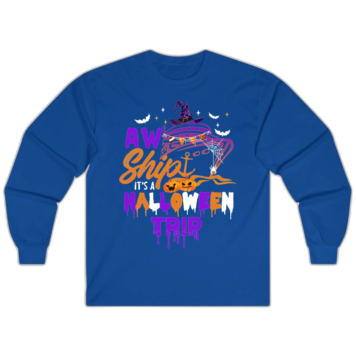 Aw Shiver Me Halloween Trip Long Sleeve in Royal