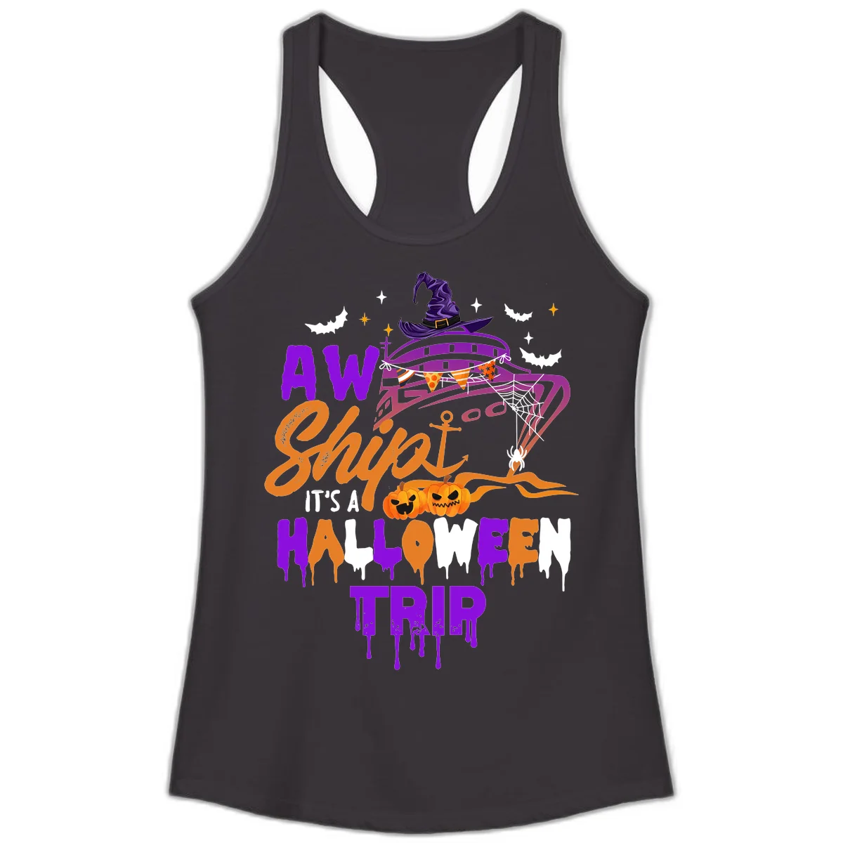 Aw Shiver Me Halloween Trip Ladies Tank in Black