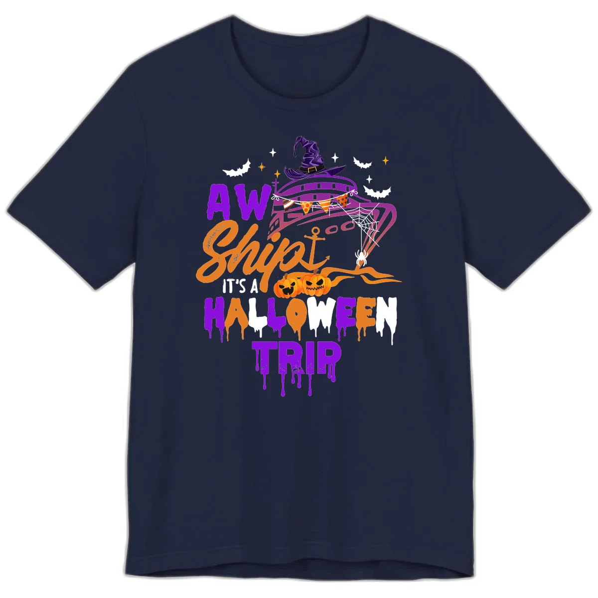 Aw Shiver Me Halloween Trip Premium T-Shirt in Navy