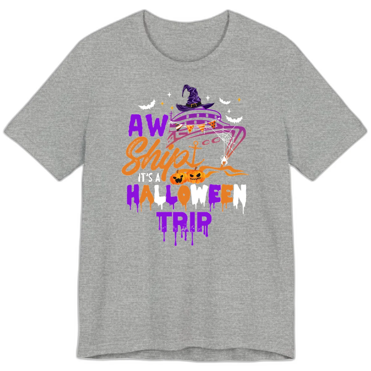 Aw Shiver Me Halloween Trip Premium T-Shirt in Athletic Heather