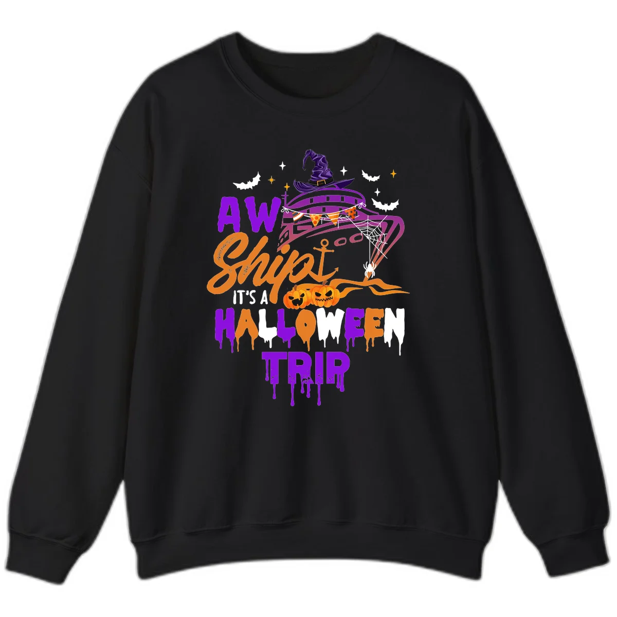 Aw Shiver Me Halloween Trip Sweatshirt in Black