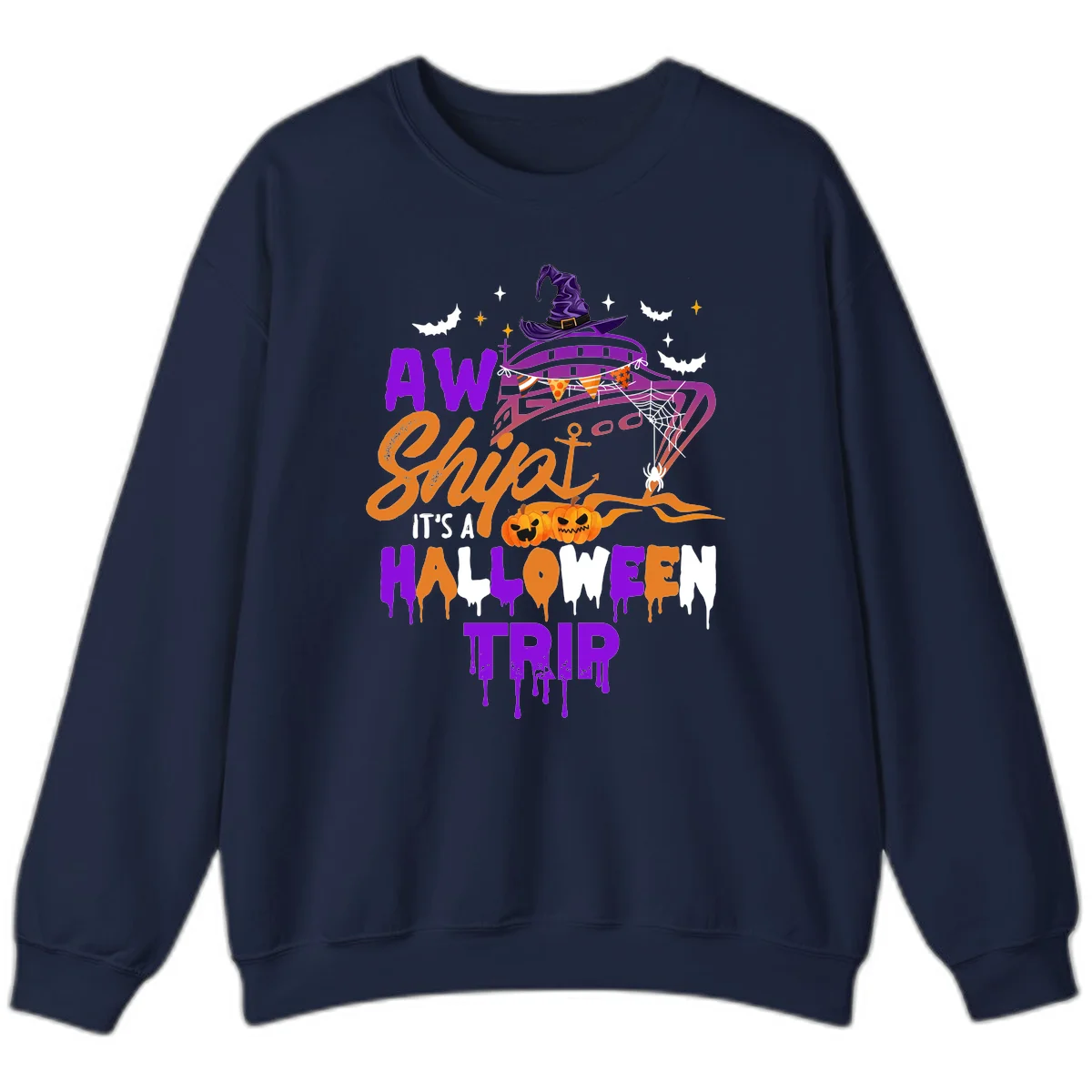 Aw Shiver Me Halloween Trip Sweatshirt in Navy