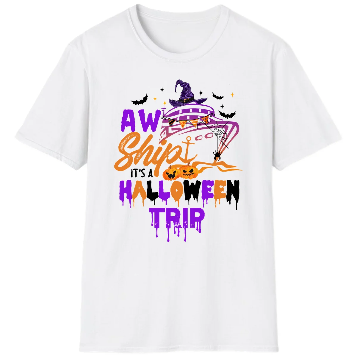 Aw Shiver Me Halloween Trip T-Shirt in White