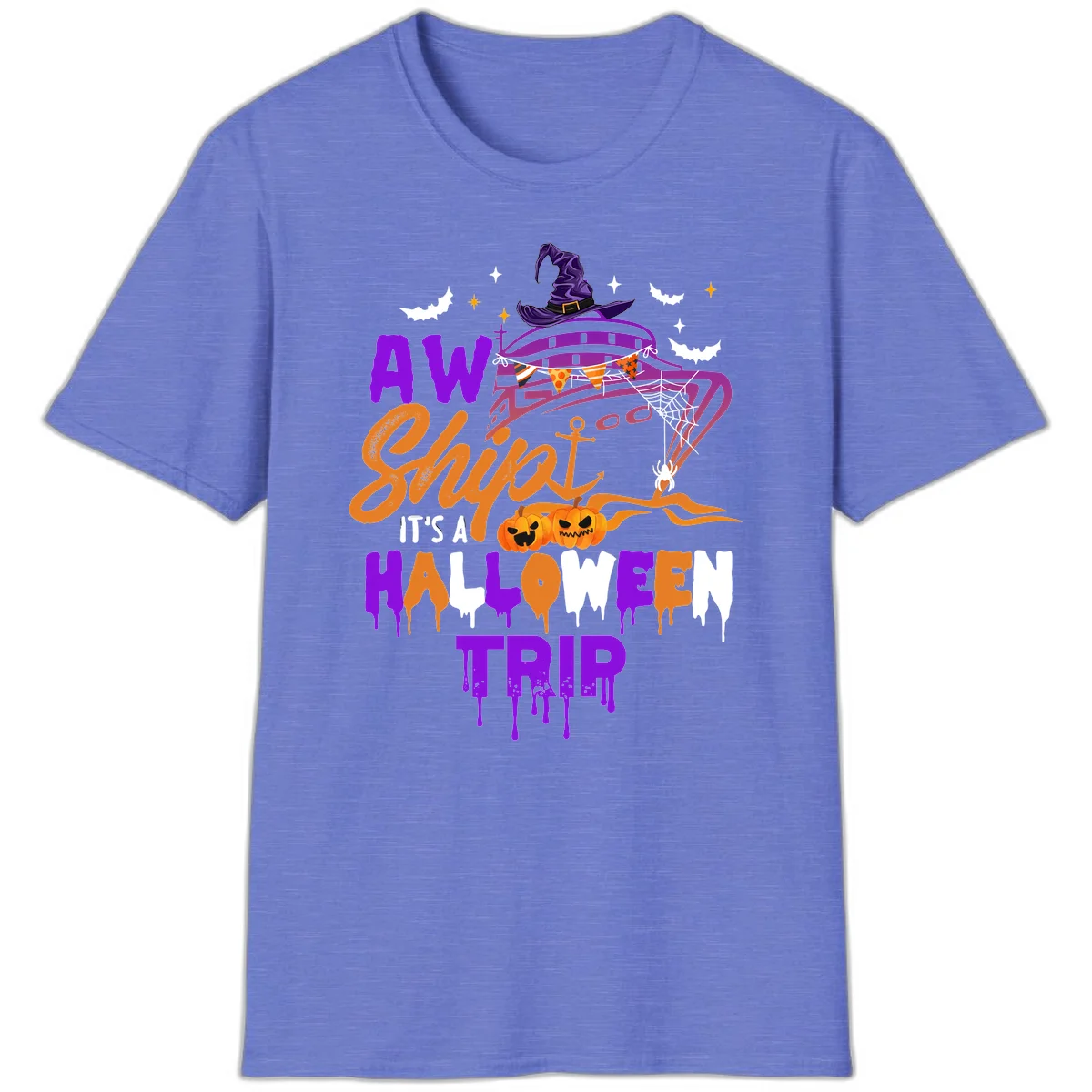Aw Shiver Me Halloween Trip T-Shirt in Heather Royal
