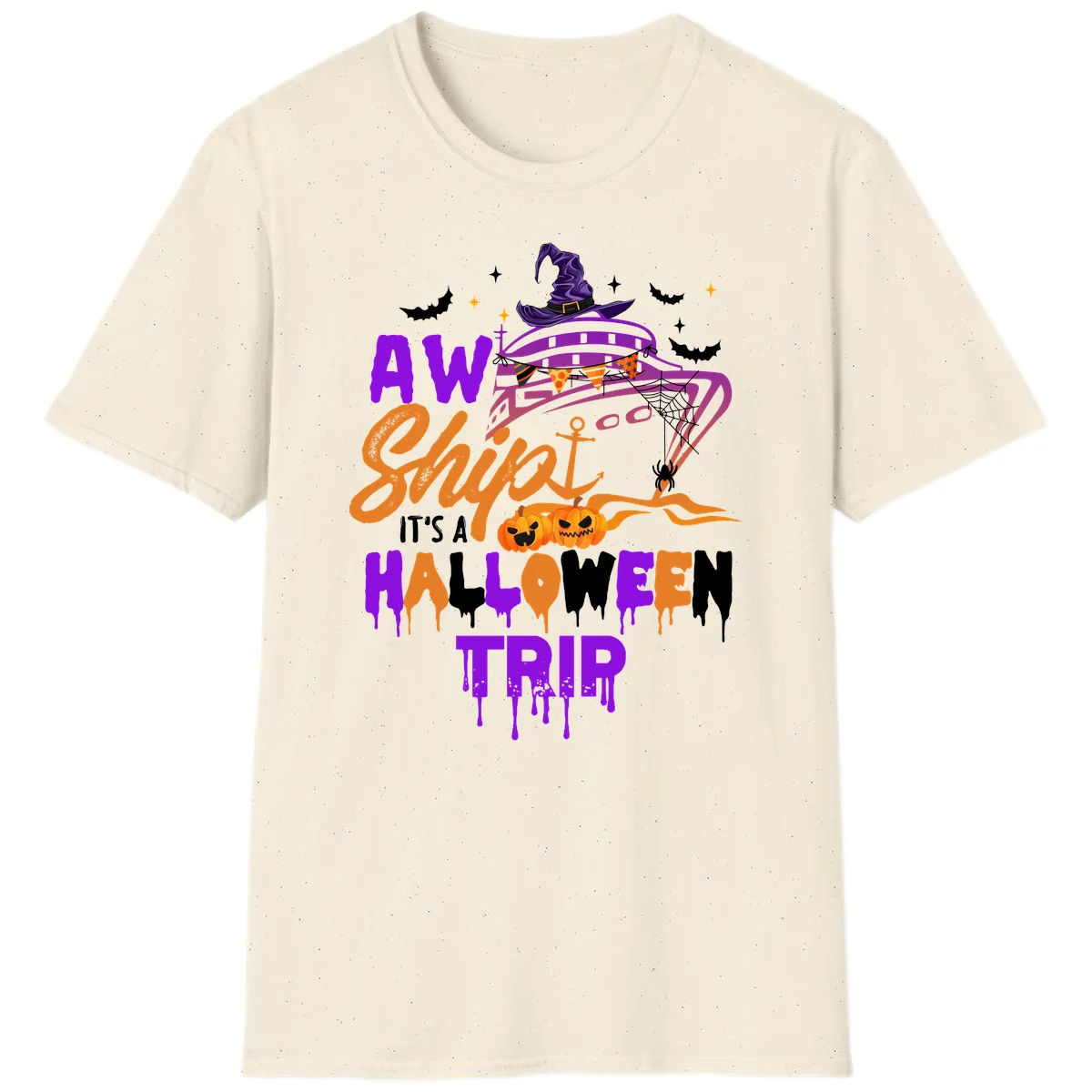 Aw Shiver Me Halloween Trip T-Shirt in Natural