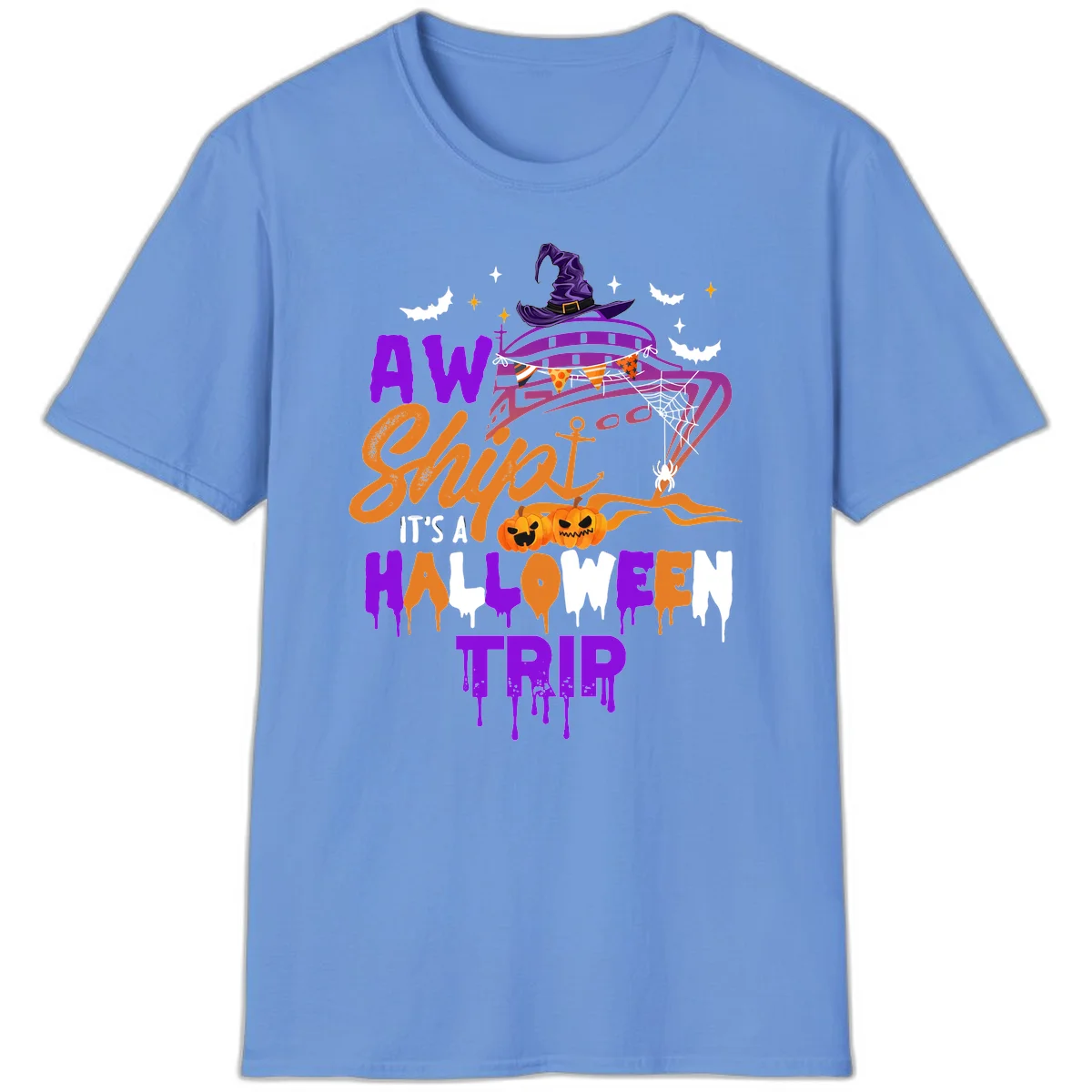Aw Shiver Me Halloween Trip T-Shirt in Carolina Blue