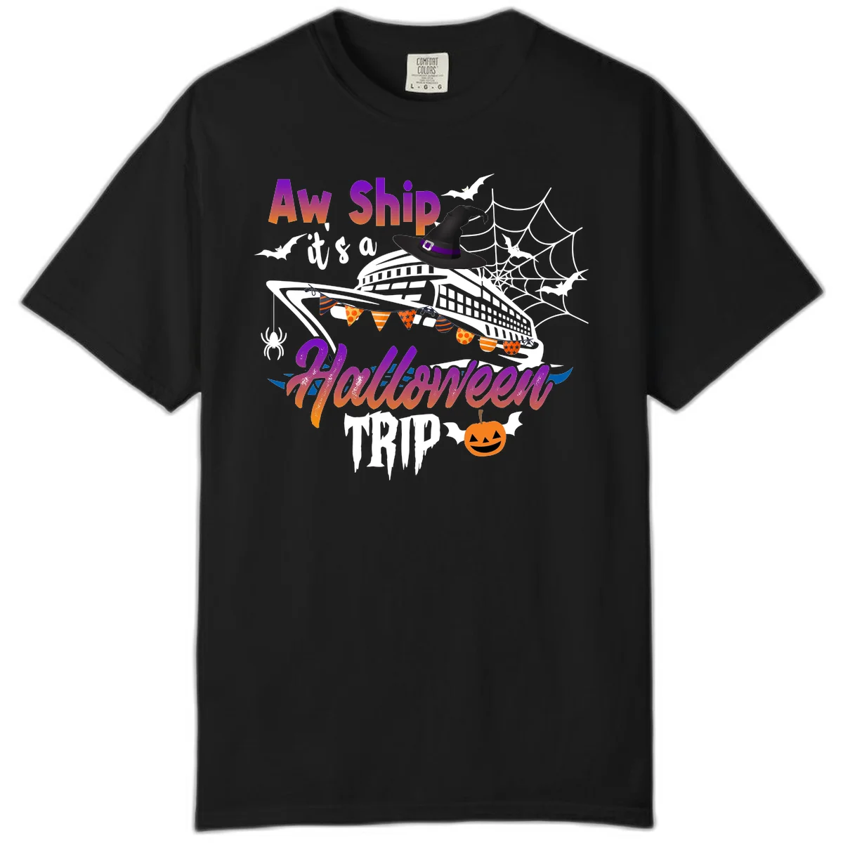 Aw Ship It's a Halloween Cruise Trip Comfort Color in Black