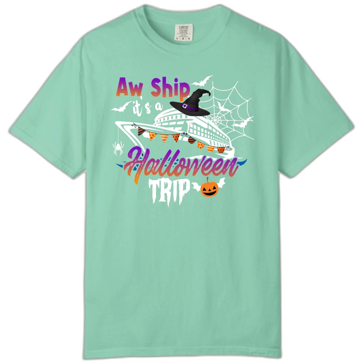Aw Ship It's a Halloween Cruise Trip Comfort Color in Island Reef