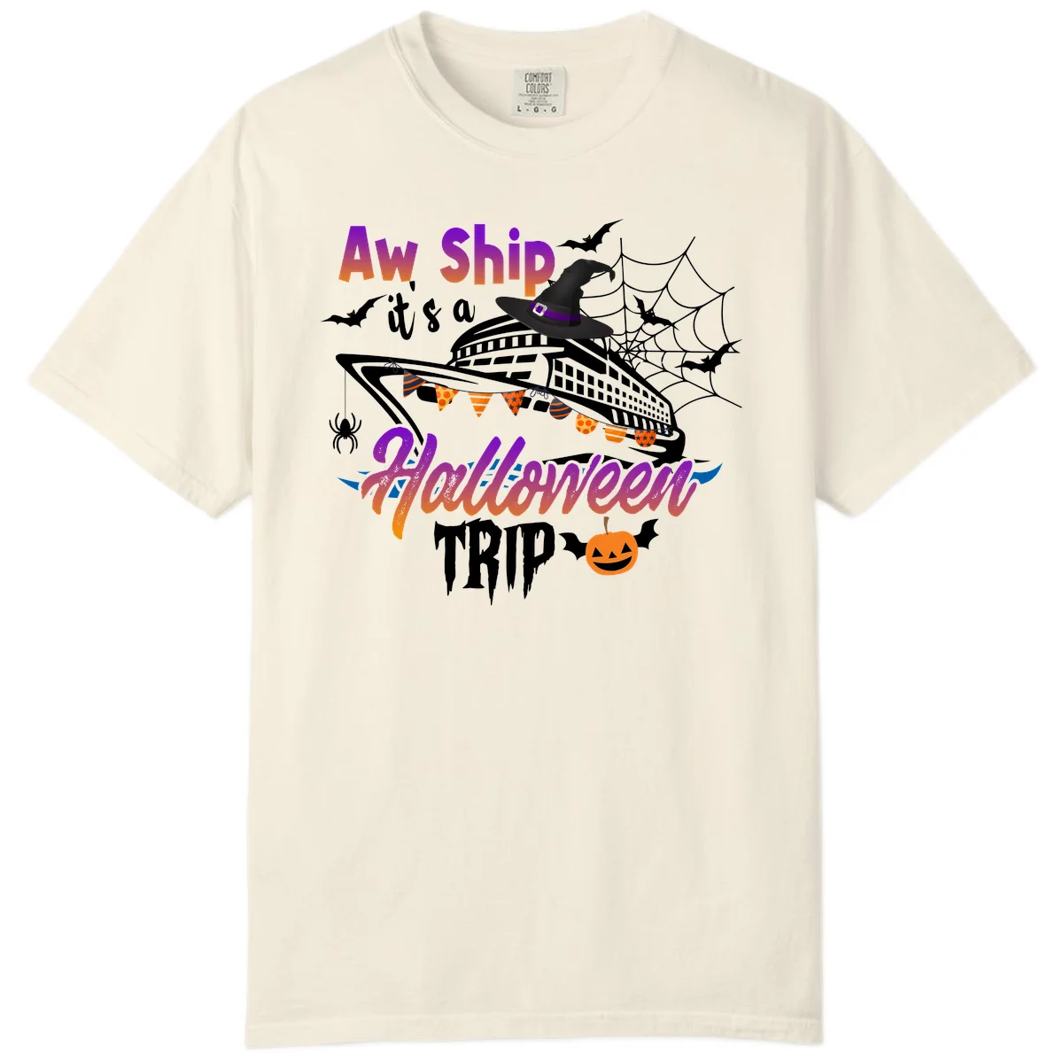 Aw Ship It's a Halloween Cruise Trip Comfort Color in Ivory