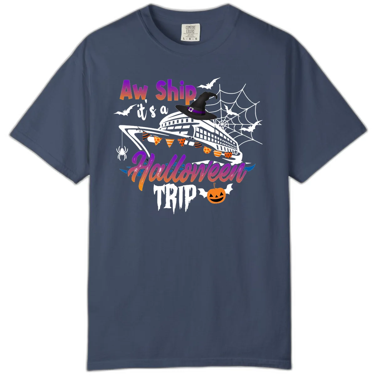 Aw Ship It's a Halloween Cruise Trip Comfort Color in Midnight