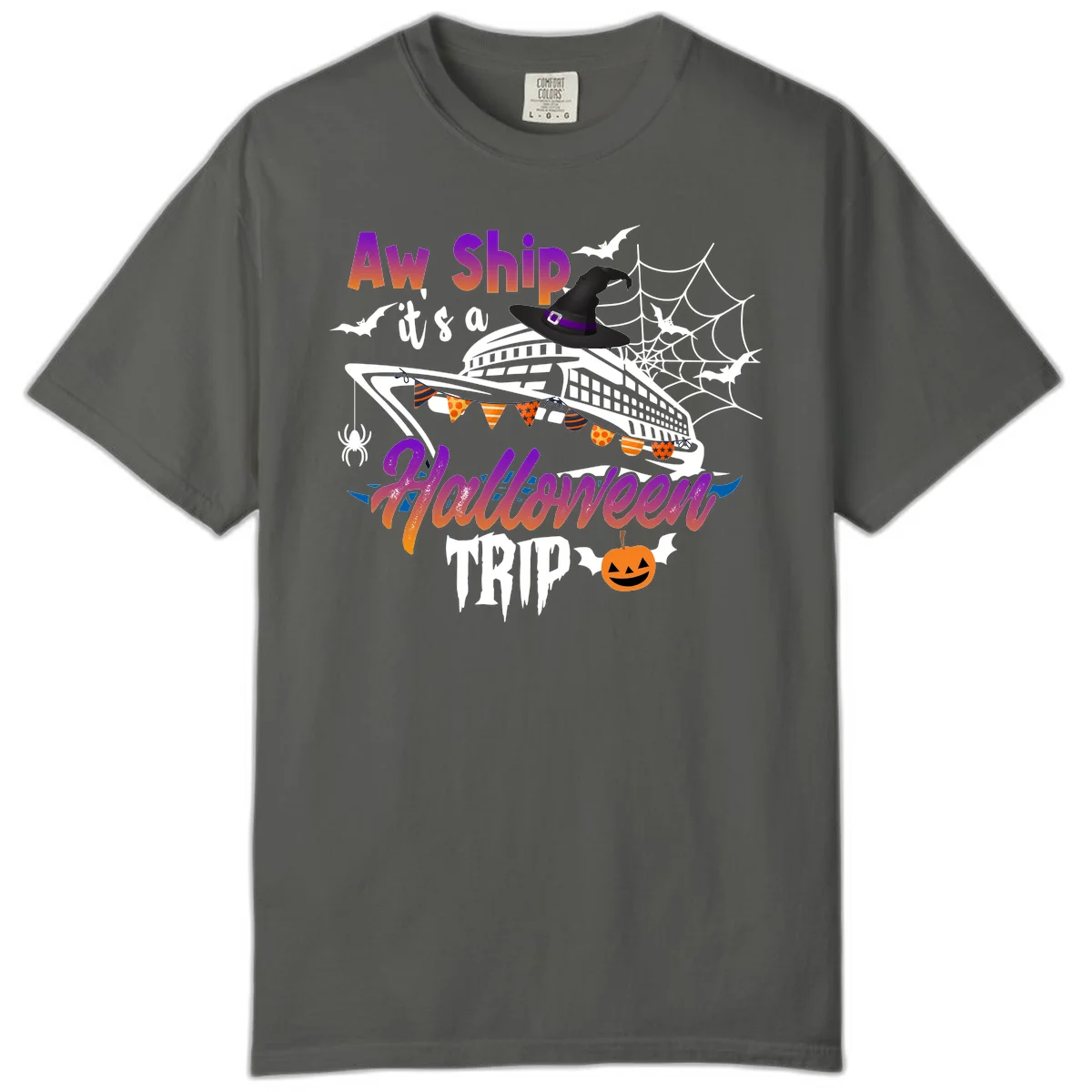 Aw Ship It's a Halloween Cruise Trip Comfort Color in Pepper