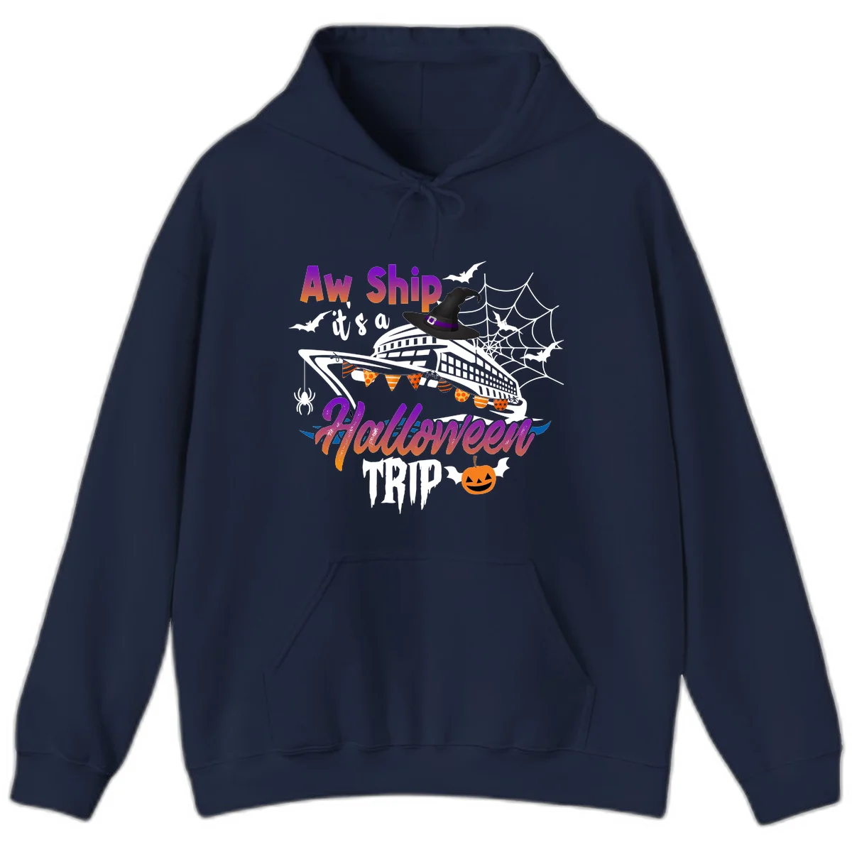 Aw Ship It's a Halloween Cruise Trip Hoodie in Navy