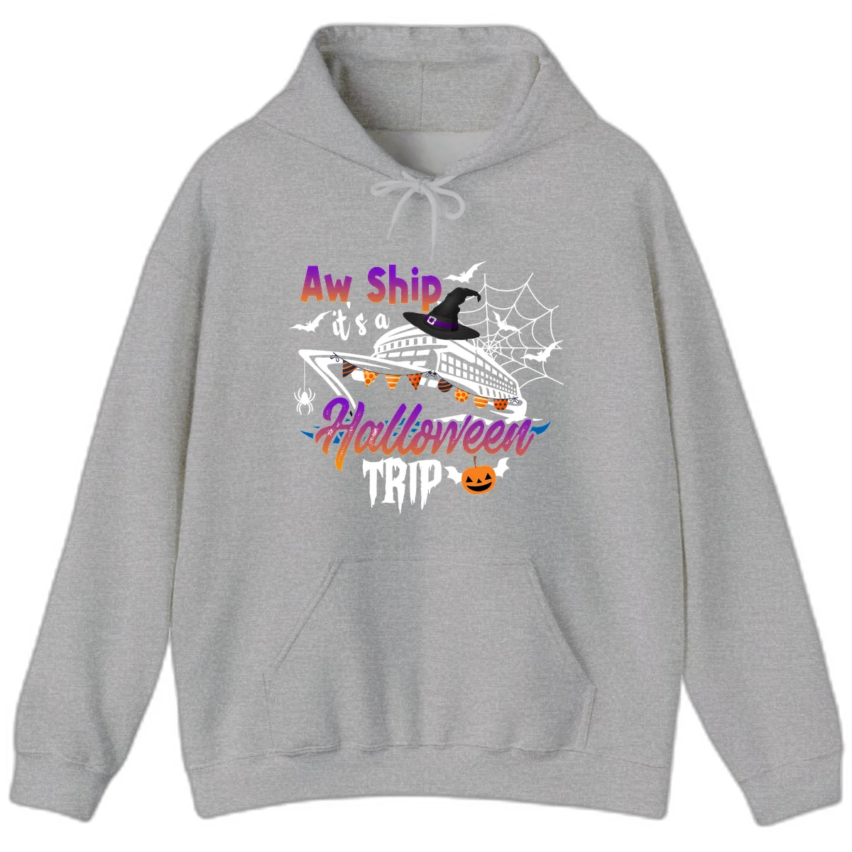 Aw Ship It's a Halloween Cruise Trip Hoodie in Sport Grey