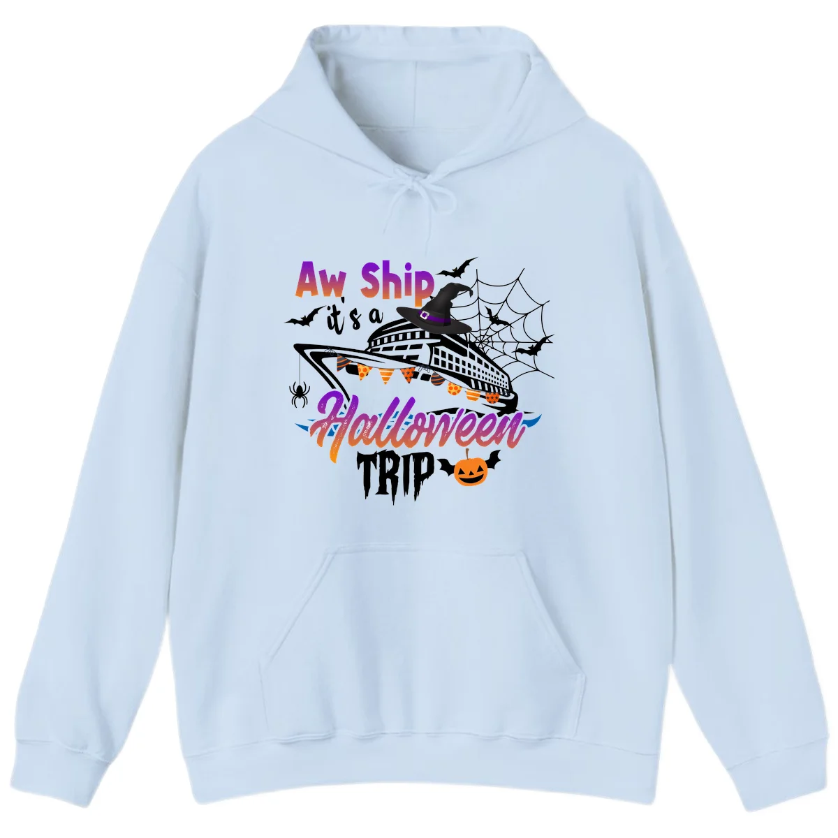 Aw Ship It's a Halloween Cruise Trip Hoodie in Light Blue