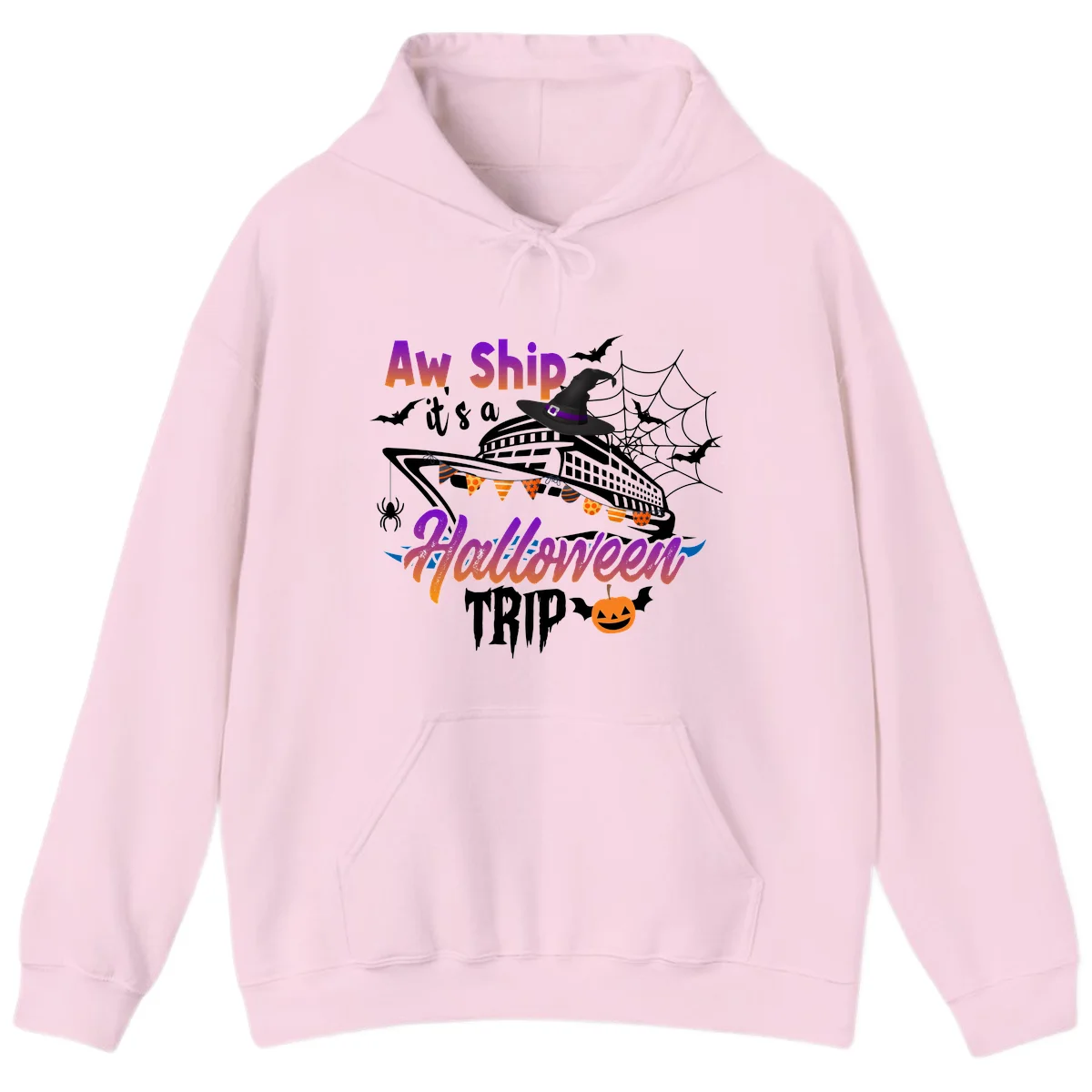 Aw Ship It's a Halloween Cruise Trip Hoodie in Light Pink