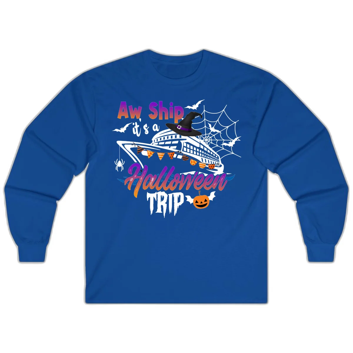 Aw Ship It's a Halloween Cruise Trip Long Sleeve in Royal