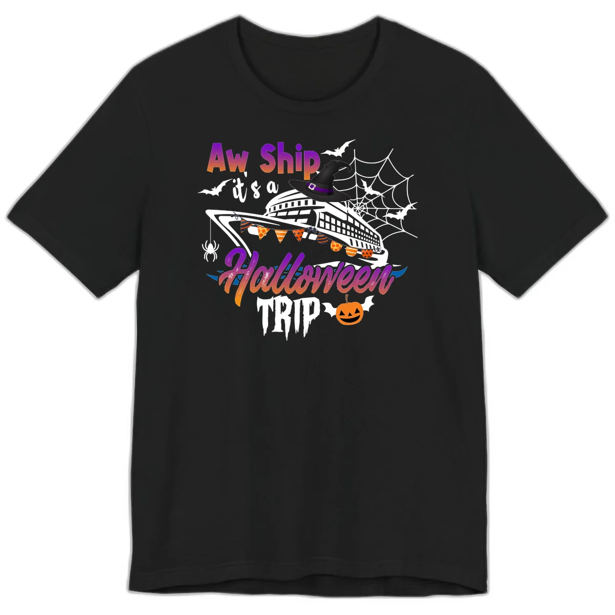 Aw Ship It's a Halloween Cruise Trip Premium T-Shirt in Black