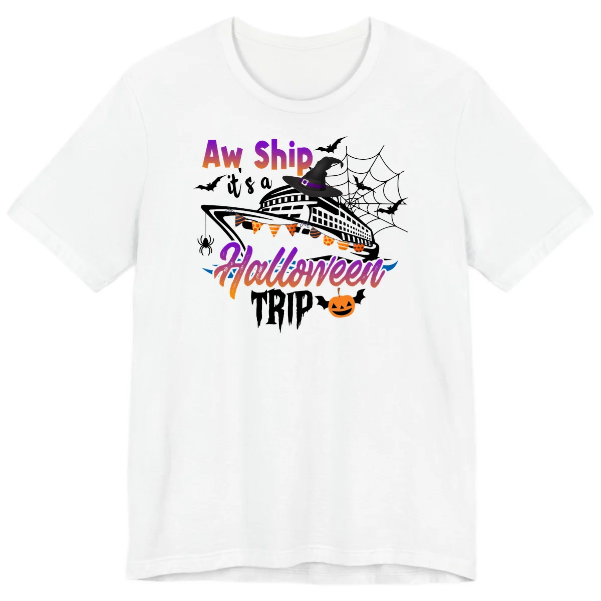 Aw Ship It's a Halloween Cruise Trip Premium T-Shirt in White