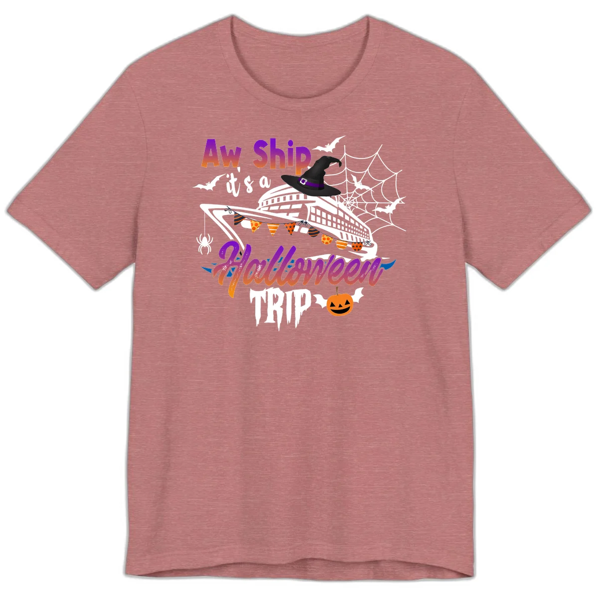 Aw Ship It's a Halloween Cruise Trip Premium T-Shirt in Heather Mauve