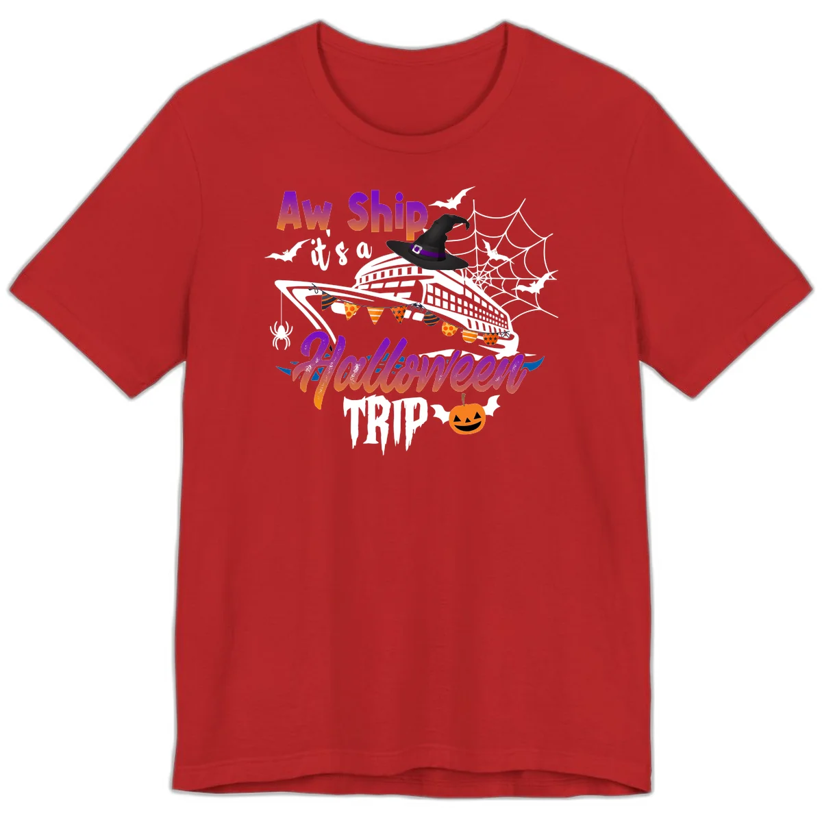 Aw Ship It's a Halloween Cruise Trip Premium T-Shirt in Red