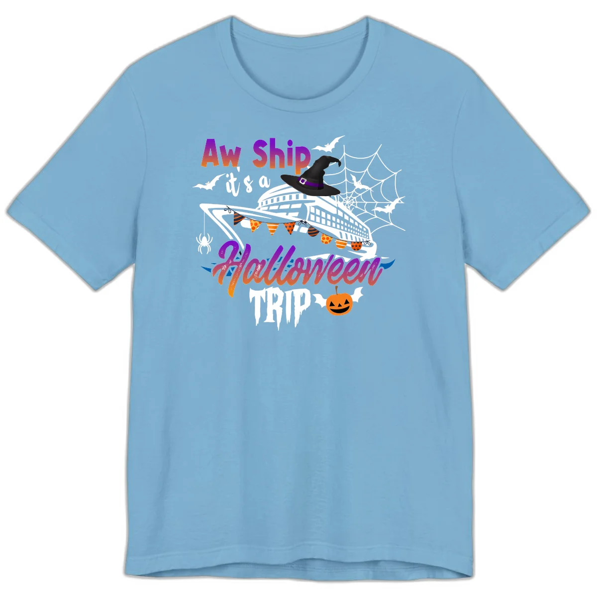 Aw Ship It's a Halloween Cruise Trip Premium T-Shirt in Ocean Blue