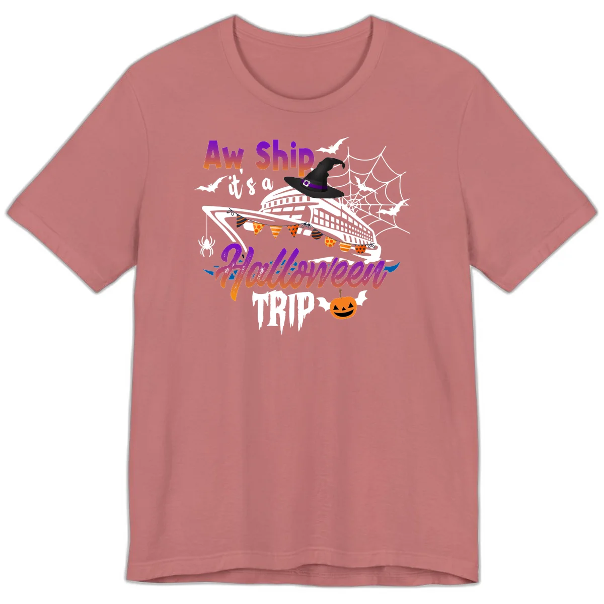 Aw Ship It's a Halloween Cruise Trip Premium T-Shirt in Mauve