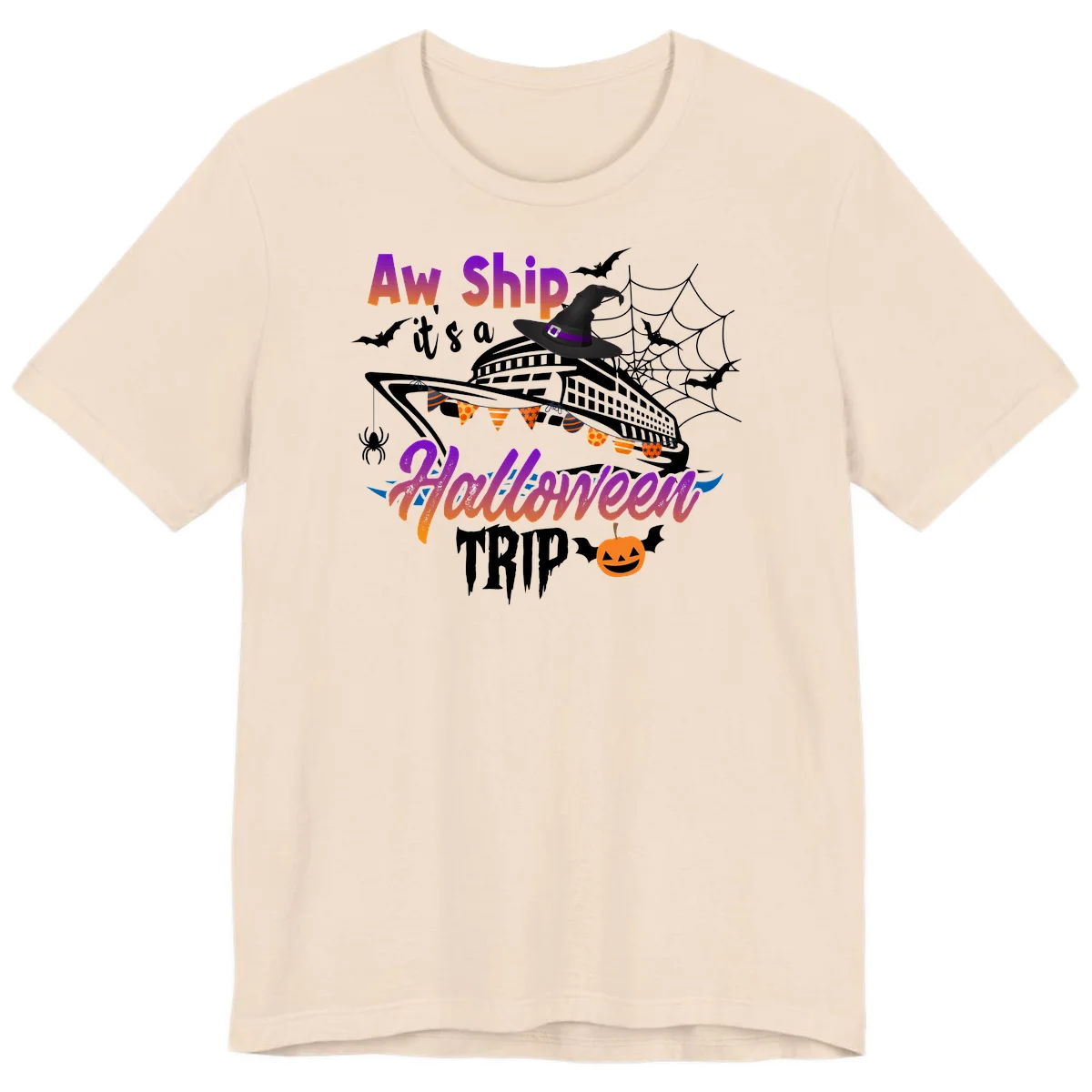 Aw Ship It's a Halloween Cruise Trip Premium T-Shirt in Soft Cream