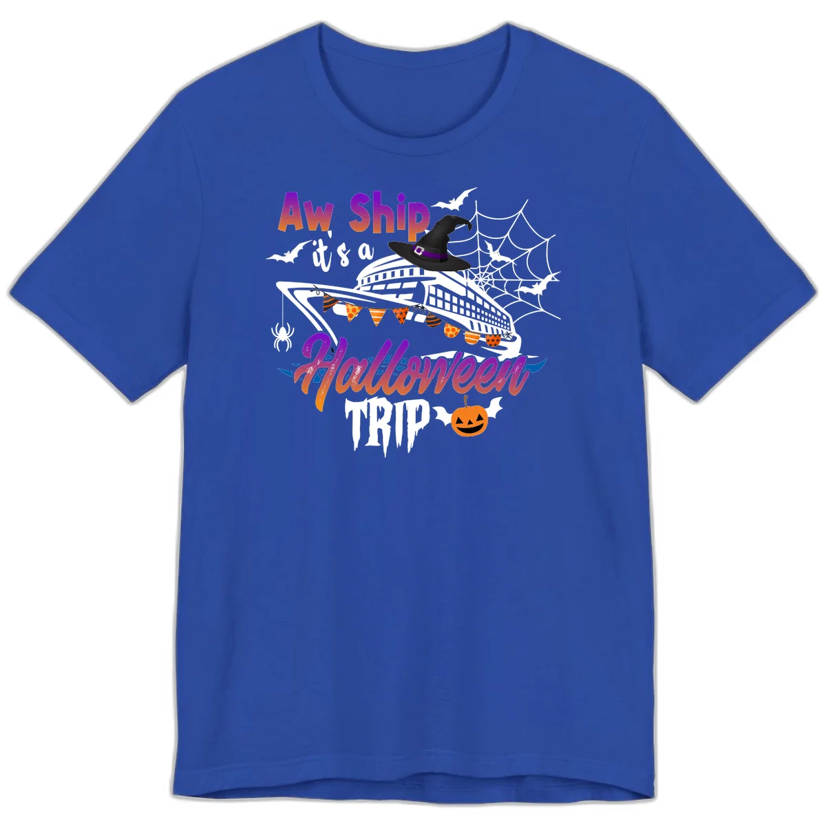 Aw Ship It's a Halloween Cruise Trip Premium T-Shirt in True Royal