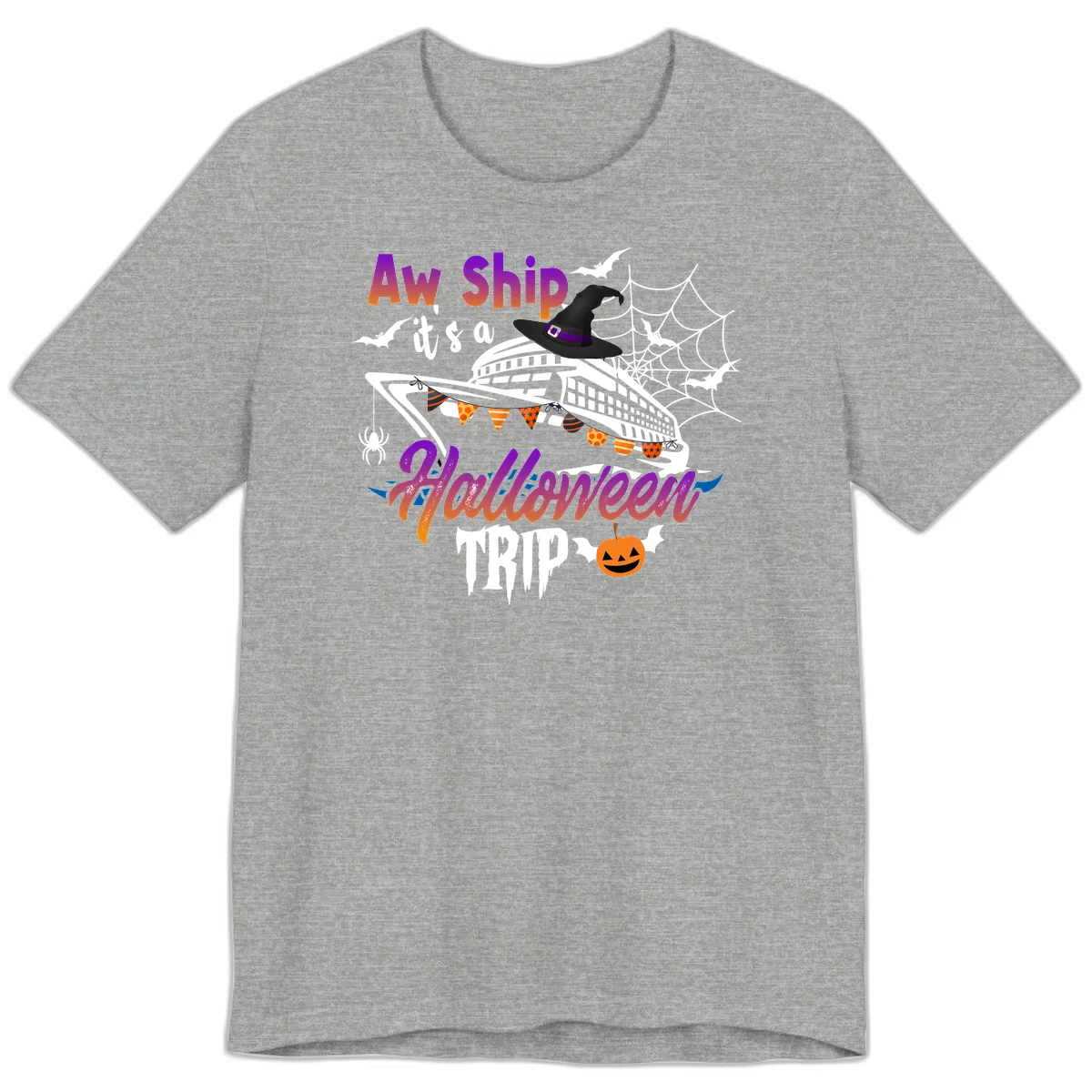 Aw Ship It's a Halloween Cruise Trip Premium T-Shirt in Athletic Heather