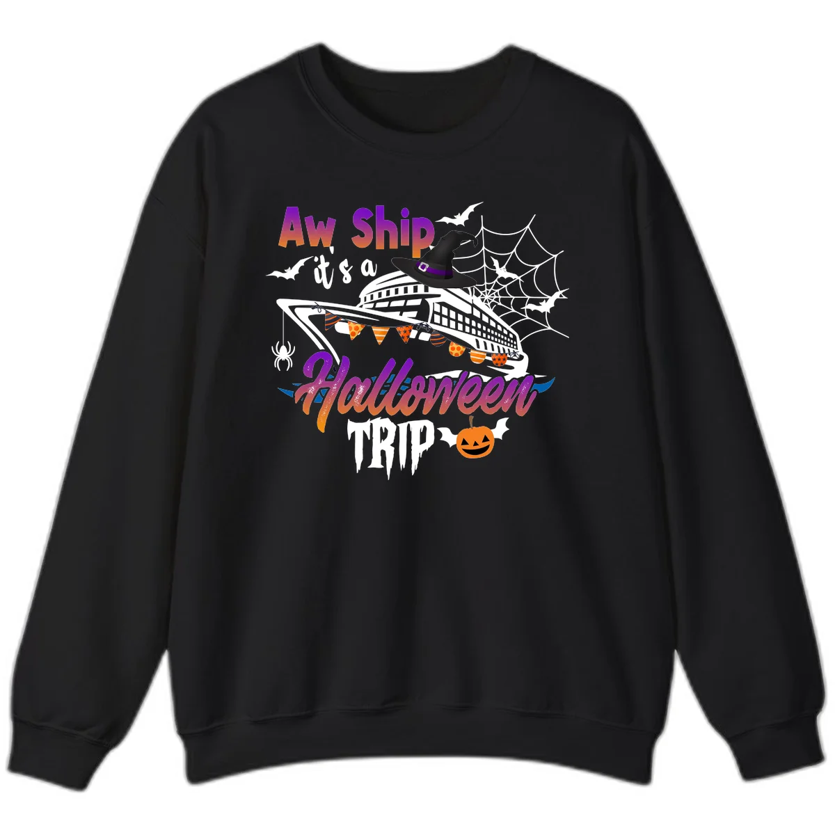 Aw Ship It's a Halloween Cruise Trip Sweatshirt in Black