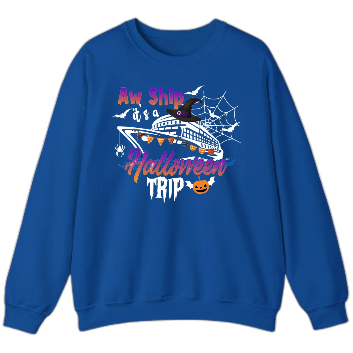 Aw Ship It's a Halloween Cruise Trip Sweatshirt in Royal