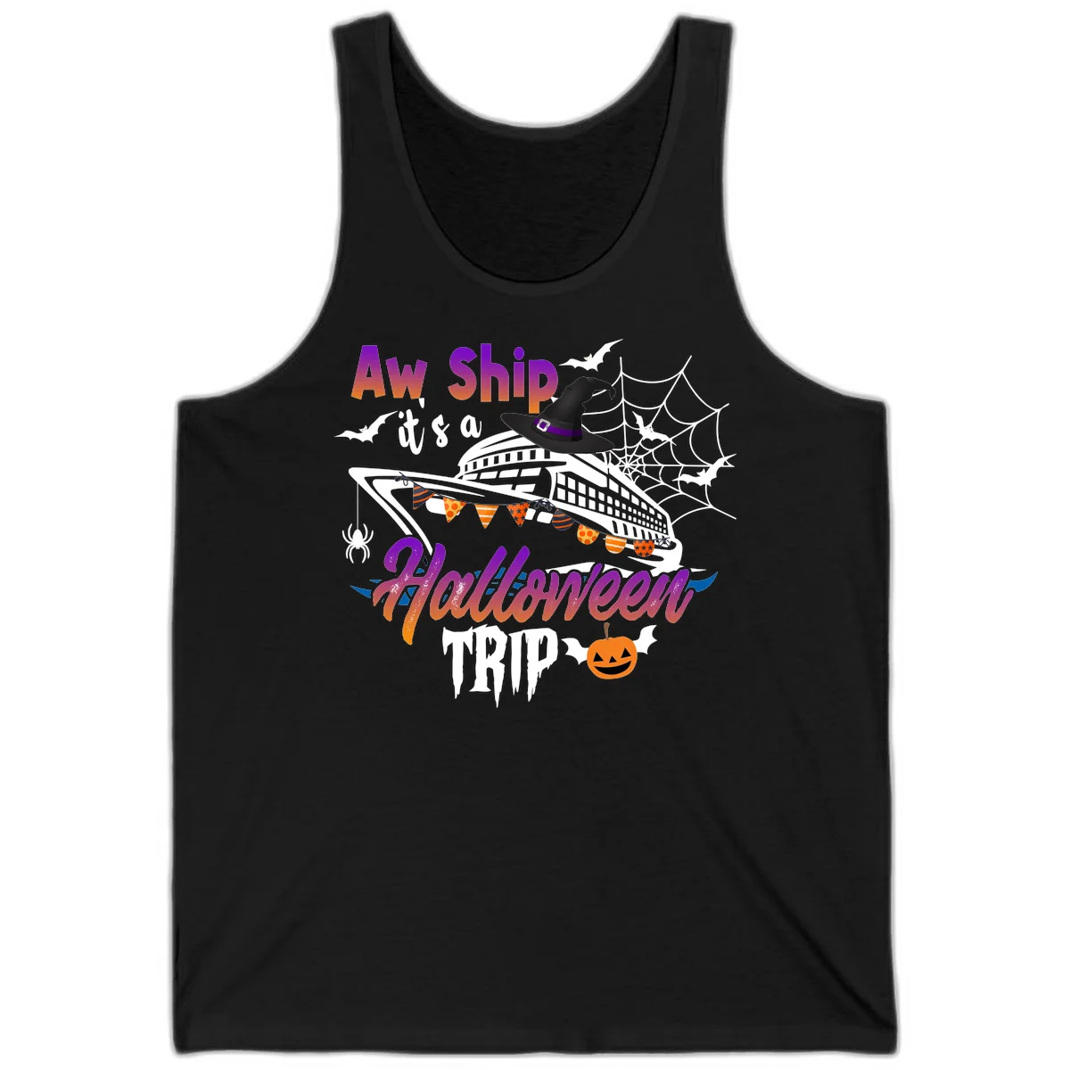Aw Ship It's a Halloween Cruise Trip Tank in Black