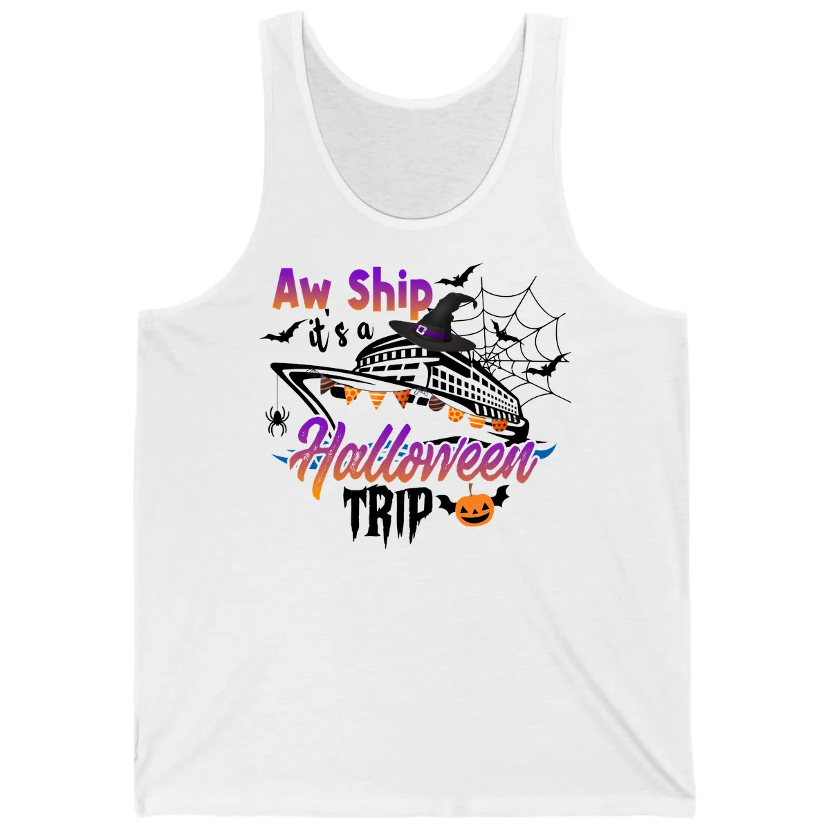 Aw Ship It's a Halloween Cruise Trip Tank in White