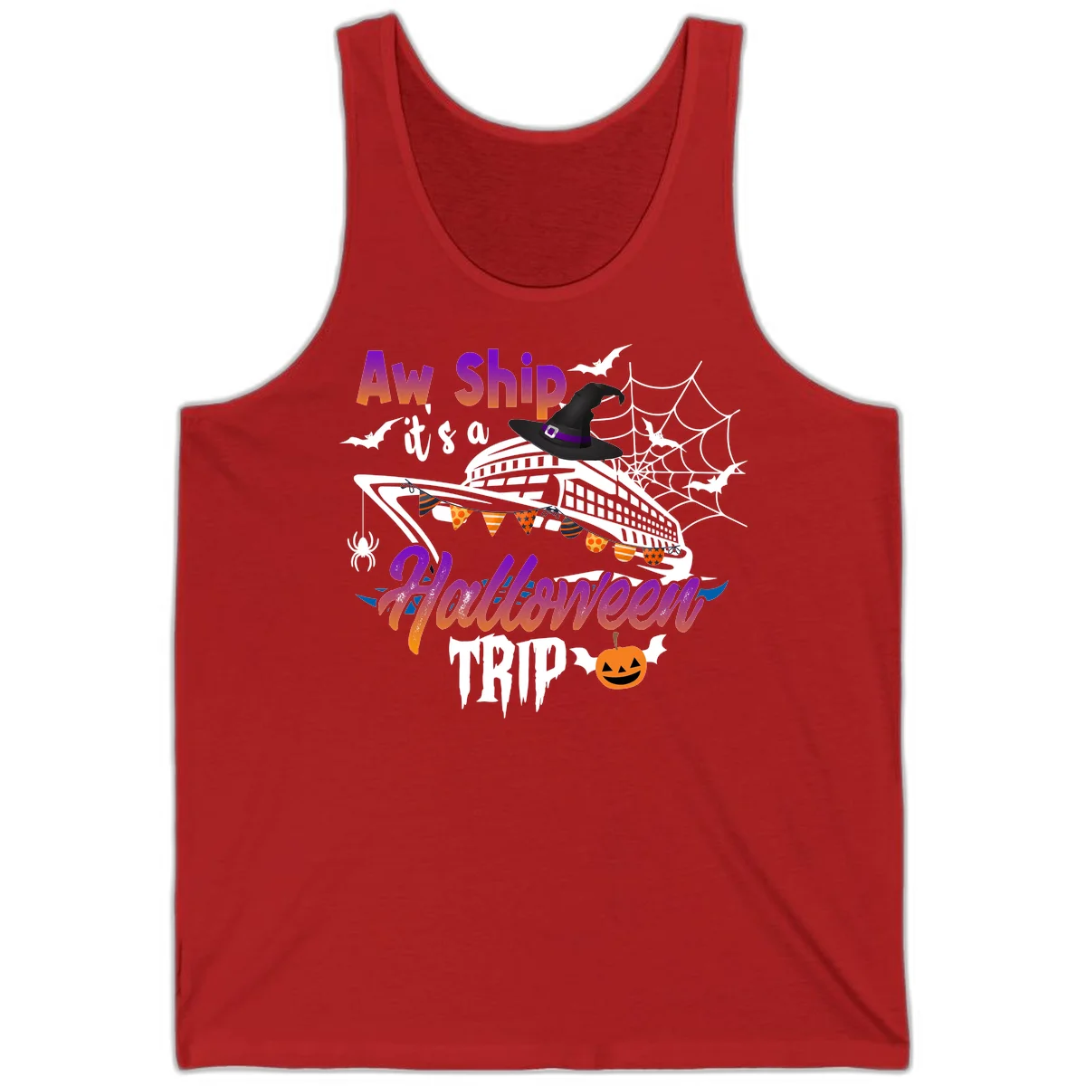 Aw Ship It's a Halloween Cruise Trip Tank in Red