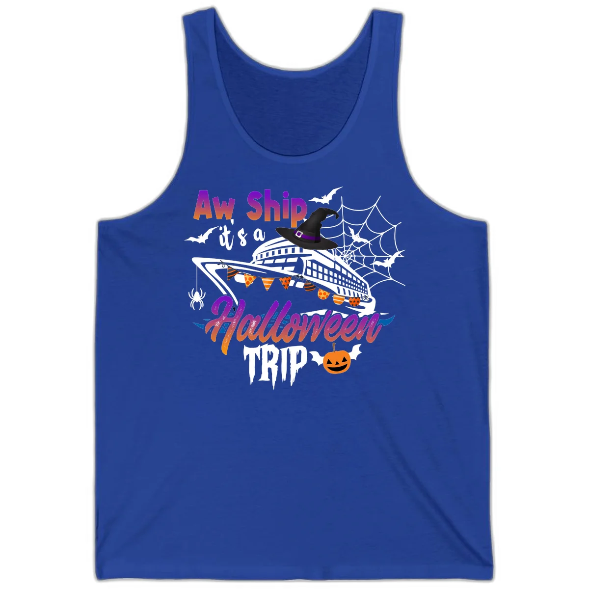 Aw Ship It's a Halloween Cruise Trip Tank in True Royal