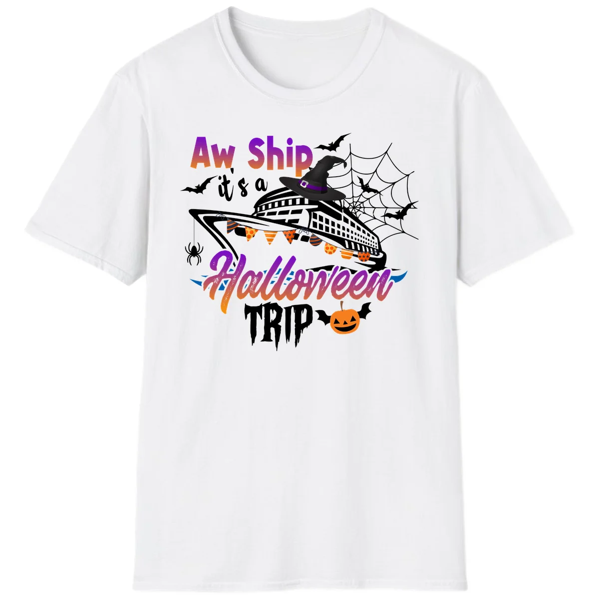 Aw Ship It's a Halloween Cruise Trip T-Shirt in White