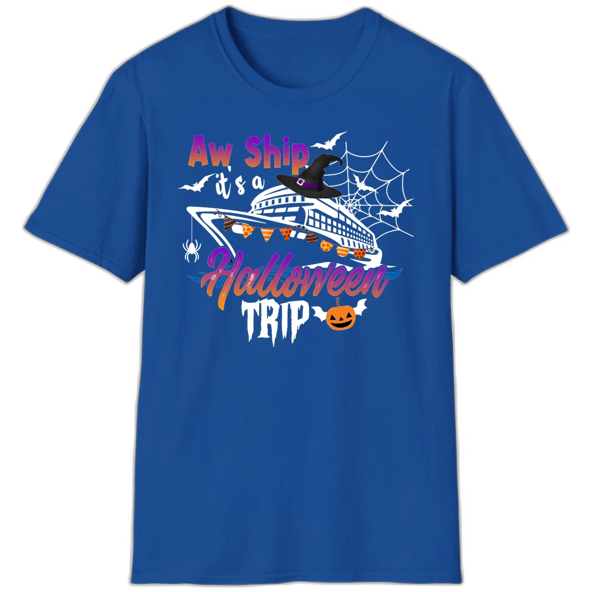 Aw Ship It's a Halloween Cruise Trip T-Shirt in Royal