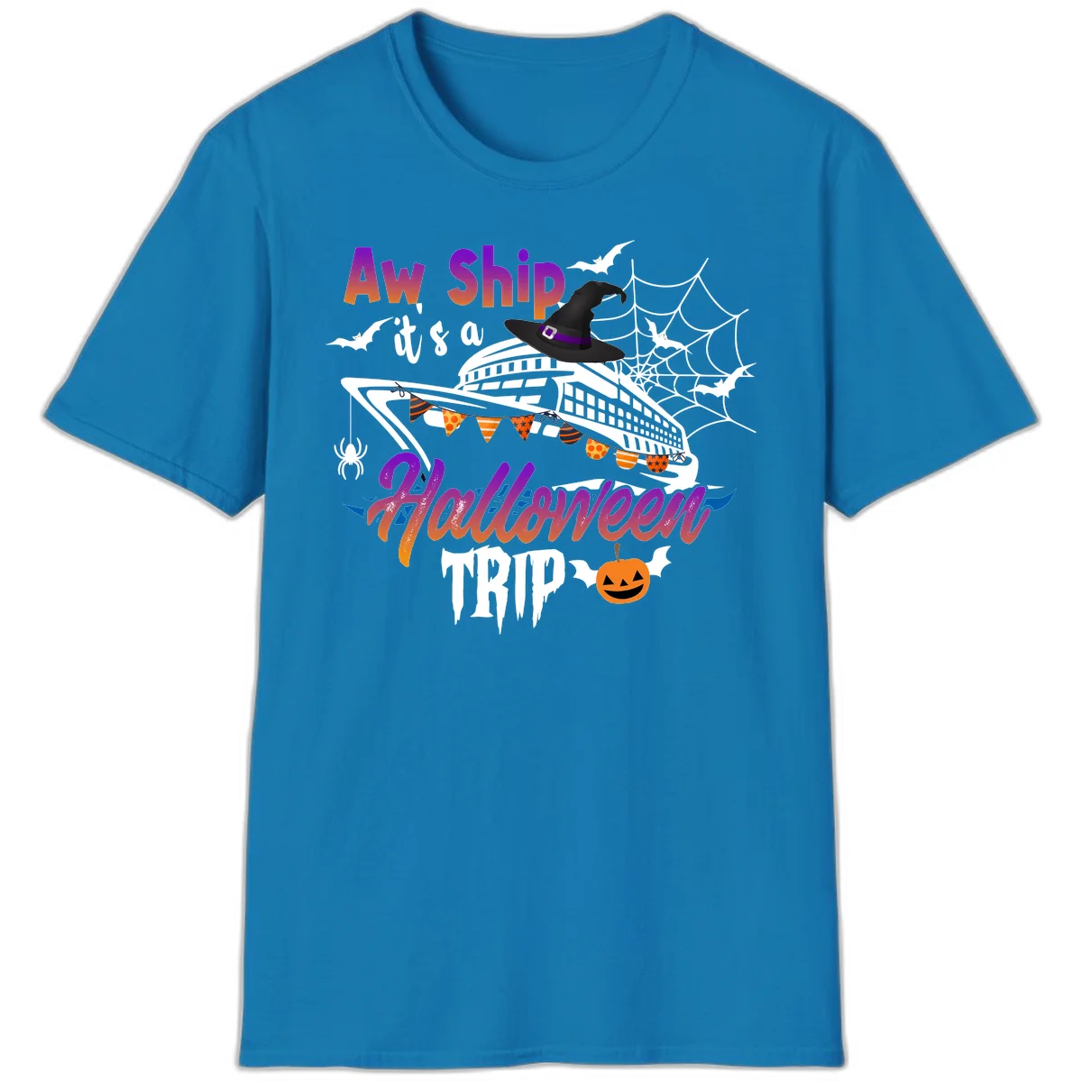 Aw Ship It's a Halloween Cruise Trip T-Shirt in Sapphire